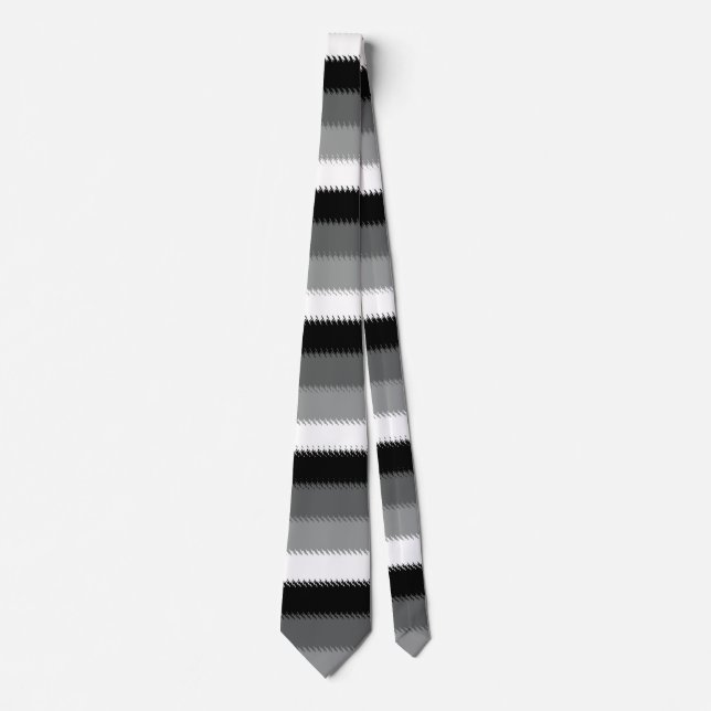Grey Black White Stripes Design  Neck Tie (Front)