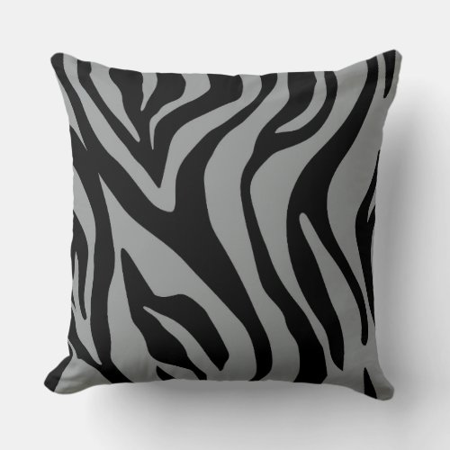 GreyBlack White Tiger Print  Reversible Pillow