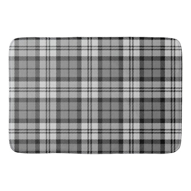  Grey Blackwatch Tartan Plaid Design  Bath Mat (Front)