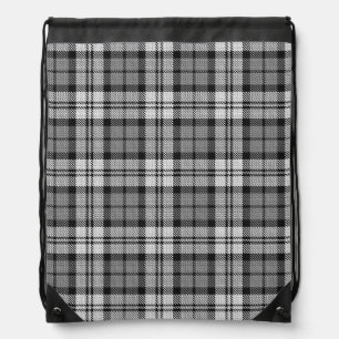  Grey Blackwatch Tartan Plaid Design  Drawstring Bag