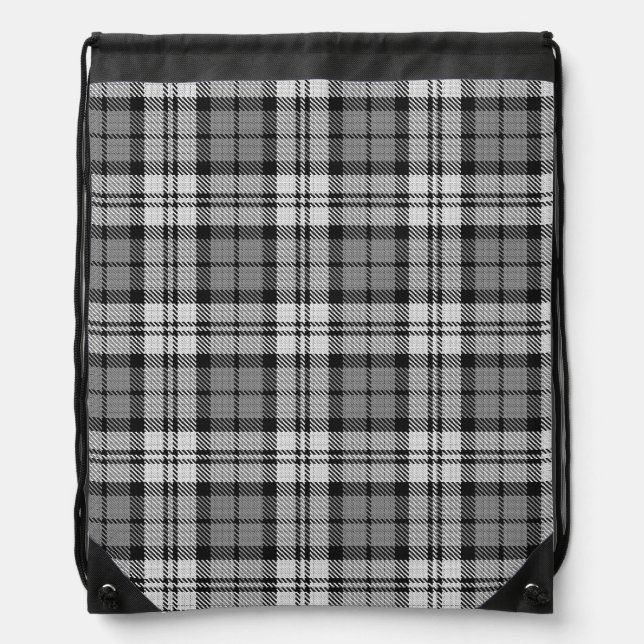  Grey Blackwatch Tartan Plaid Design  Drawstring Bag (Front)