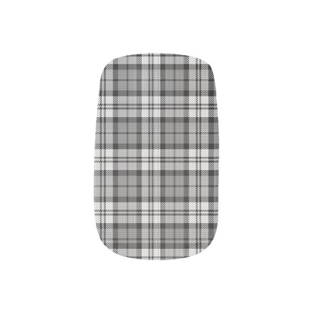  Grey Blackwatch Tartan Plaid Design  Minx Nail Art (Left Thumb)
