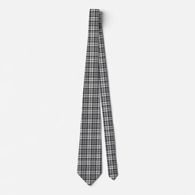  Grey Blackwatch Tartan Plaid Design  Neck Tie (Front)