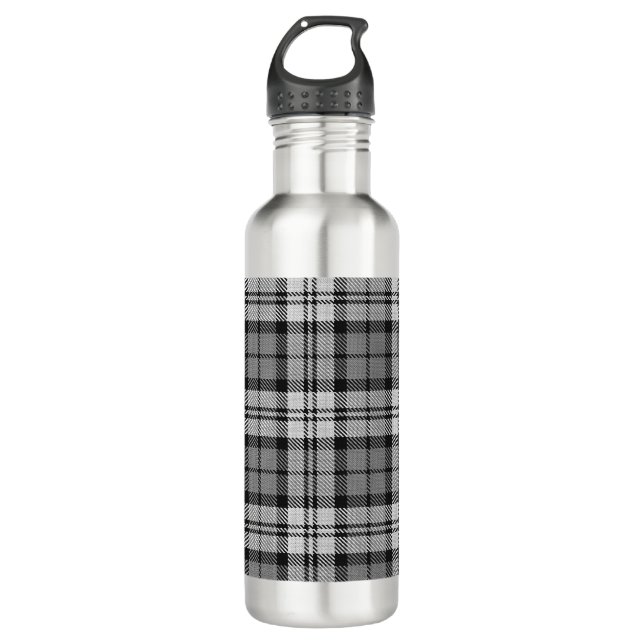  Grey Blackwatch Tartan Plaid Design  Stainless Steel Water Bottle (Front)