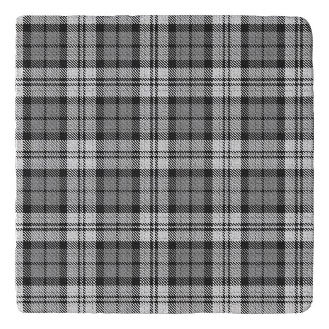  Grey Blackwatch Tartan Plaid Design  Trivet (Front)