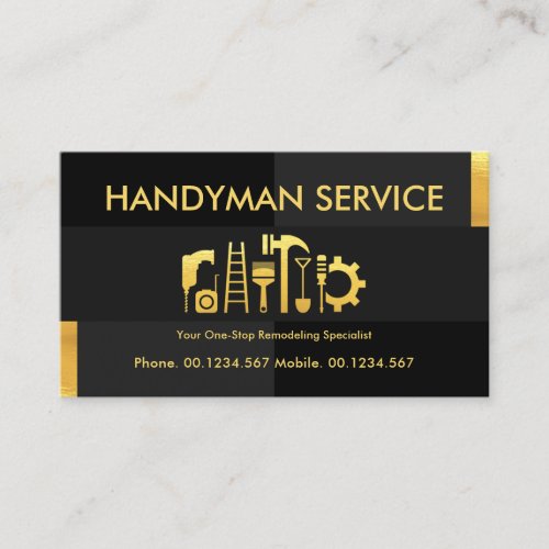 Grey Blocks Gold Tab Handyman Tools Business Card