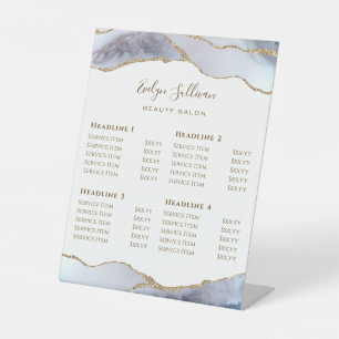 Grey Blue Agate Beauty Salon Price List Pedestal Sign