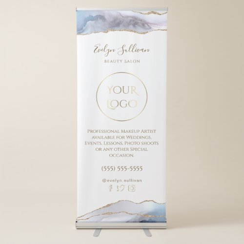 Grey blue agate retractable banner