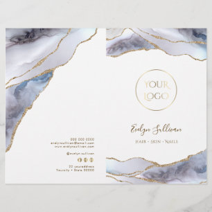 Grey blue agate service menu brochure