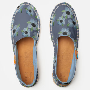 Grey Blue All Over Flowered Ladies Shoes