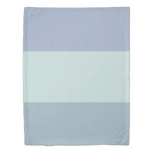Grey Blue and Green Stripes Reversible Duvet Cover