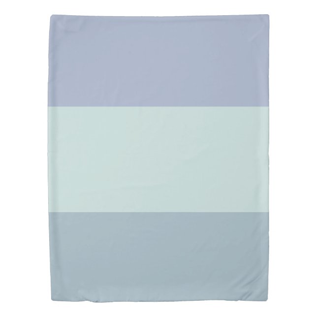 Grey Blue and Green Stripes Reversible Duvet Cover (Front)