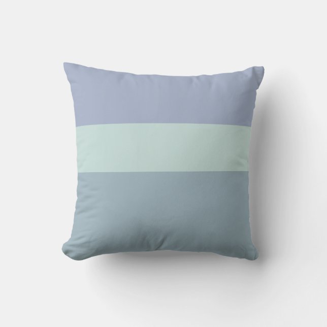 Grey Blue and Green Stripes Reversible Throw Pillo Throw Pillow (Front)