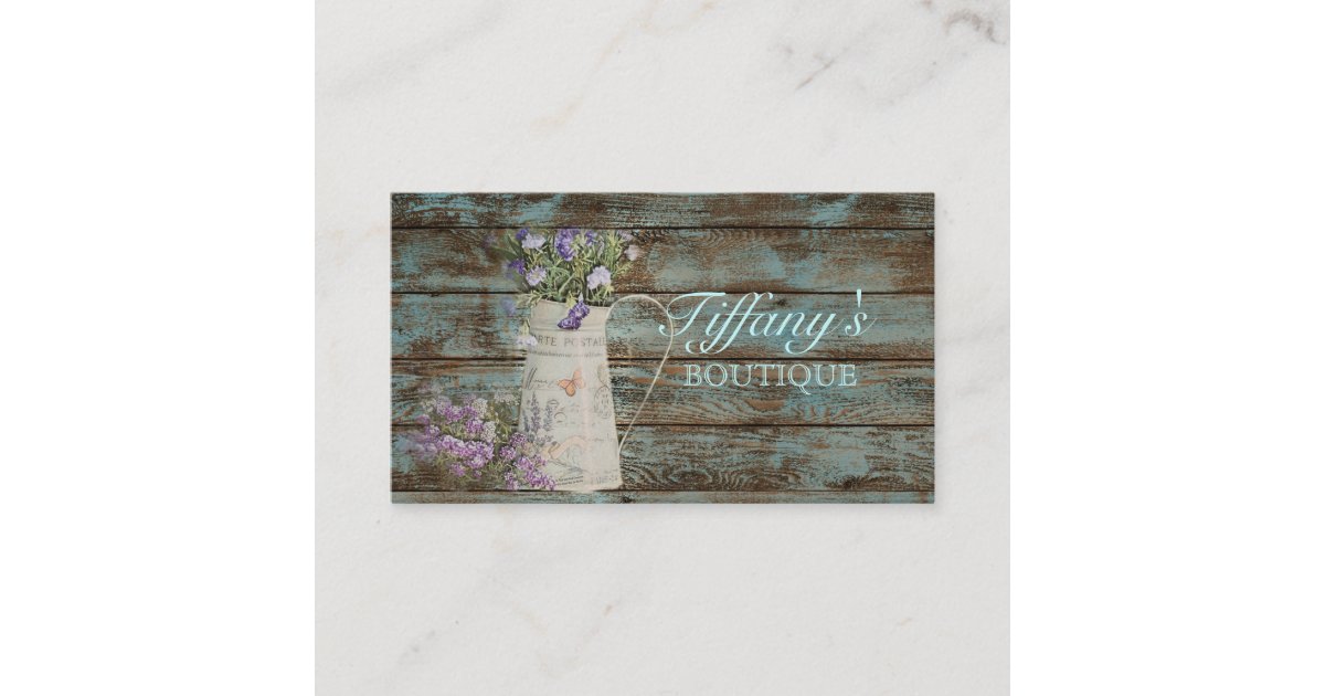 Grey Blue Barn Wood Lavender Rustic Country Business Card Zazzle Com