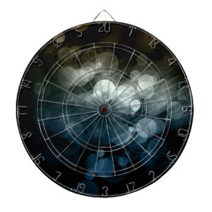 Grey & Blue Bokeh Pattern Design Dartboard With Darts
