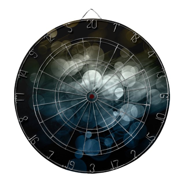 Grey & Blue Bokeh Pattern Design Dartboard With Darts (Front)