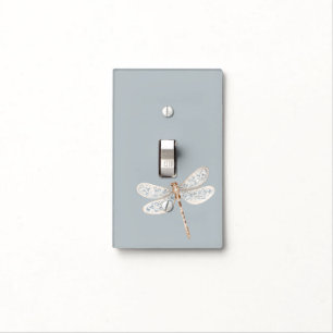 Grey Blue Bronze White Dragonfly Light Switch Cover