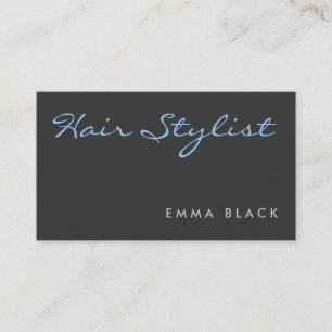 Grey Blue Calligraphy Hair Stylist Salon Spa Business Card