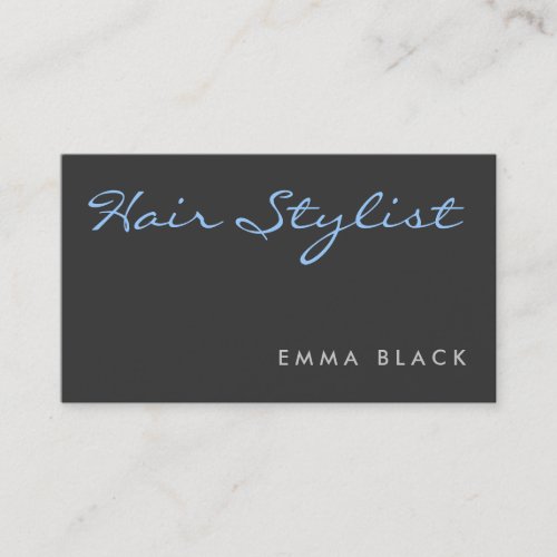 Grey Blue Calligraphy Hair Stylist Salon Spa Business Card