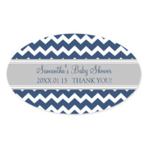 Grey Blue Chevron Baby Shower Favor Stickers