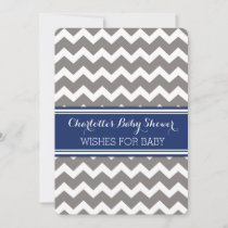 Grey Blue Chevron Baby Shower Note to Baby Advice Card