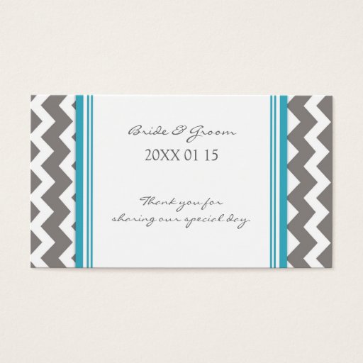 Customizable Grey Blue Chevron Wedding Favor Tags Business Cards