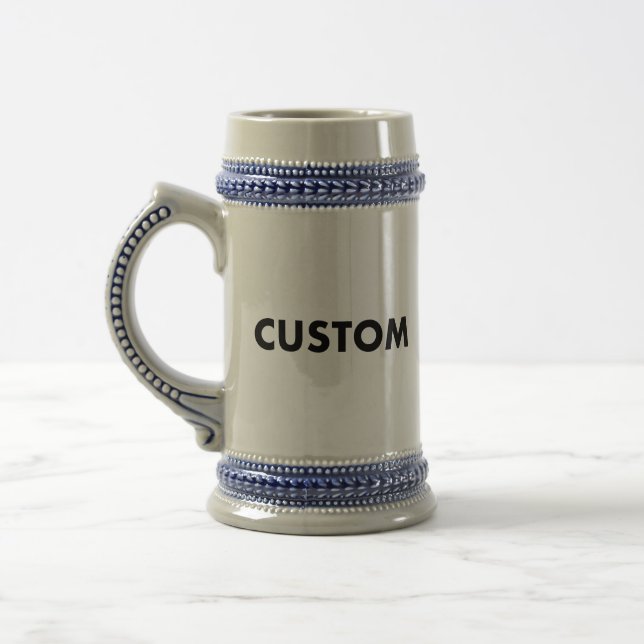 Grey & Blue Custom Beer Stein Blank Template 22oz (Left)