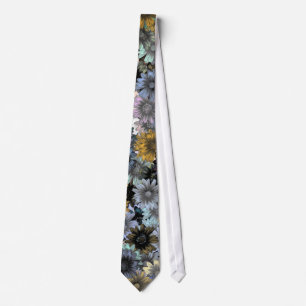 Grey blue floral pattern tie