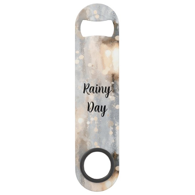 Grey Blue Lanterns Rainy Day Abstract   Bar Key (Front)