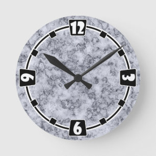 Grey Blue marble Round Clock