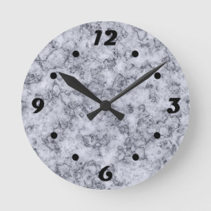 Grey Blue marble Round Clock