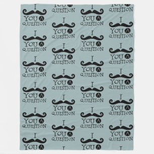 Grey Blue Mustache You A Question Father's Day Fleece Blanket
