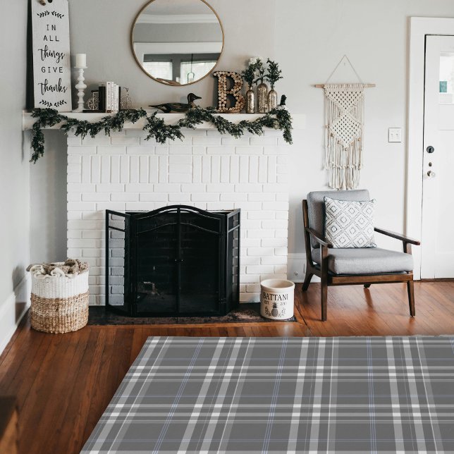 Grey Blue Neutral Framhouse Gingham Plaid Area  Rug (Grey Blue Neutral Framhouse Gingham Plaid Area Rug)