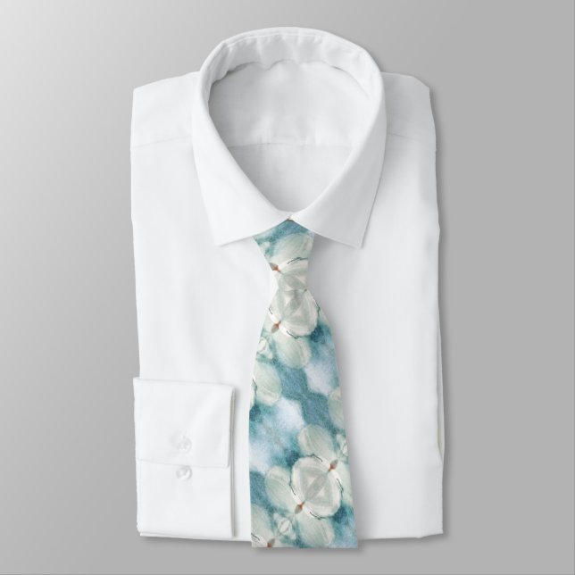 Grey Blue Patterned Neck Tie (Tied)