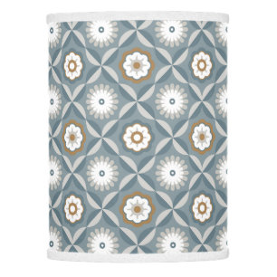 Grey blue retro flowers lamp shade
