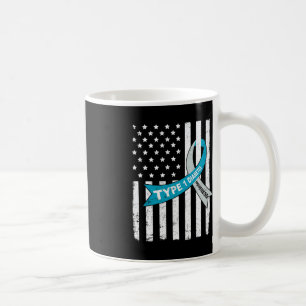 Grey Blue Ribbon American Flag Type 1 Diabetes Awa Coffee Mug