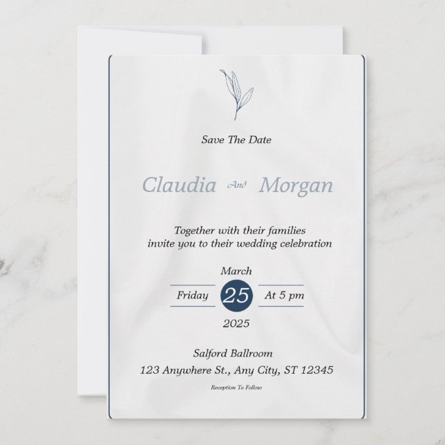 Grey Blue Save the Date Wedding Invitation (Front)
