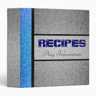 Grey Blue Shiny Stainless Steel Metal 3 Ring Binder