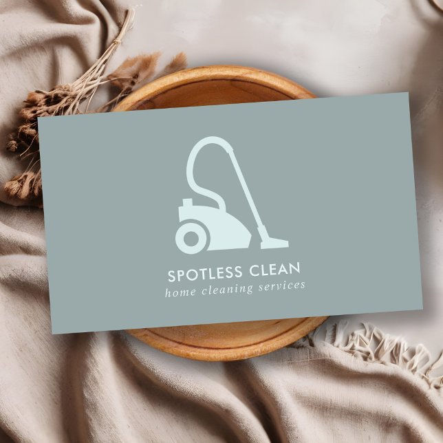 GREY BLUE SIMPLE VACUUM CLEANER CLEANING SERVICE BUSINESS CARD (Creator Uploaded)