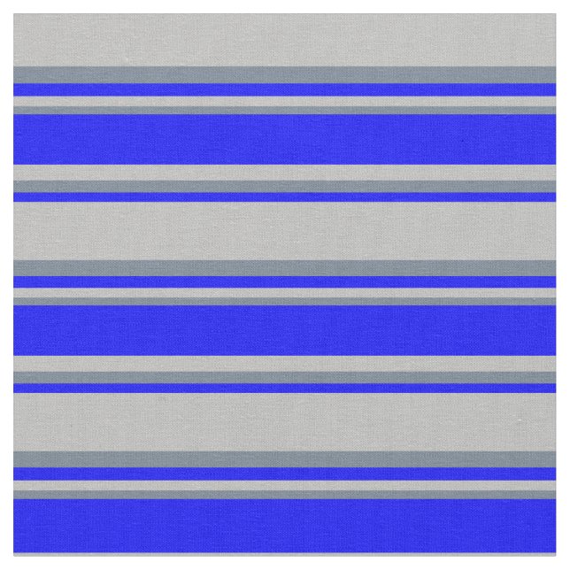 Grey, Blue & Slate Gray Lines Fabric (Close Up)
