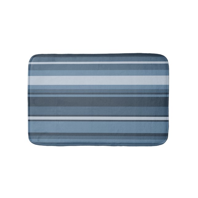 Grey-blue stripes bath mat (Front)