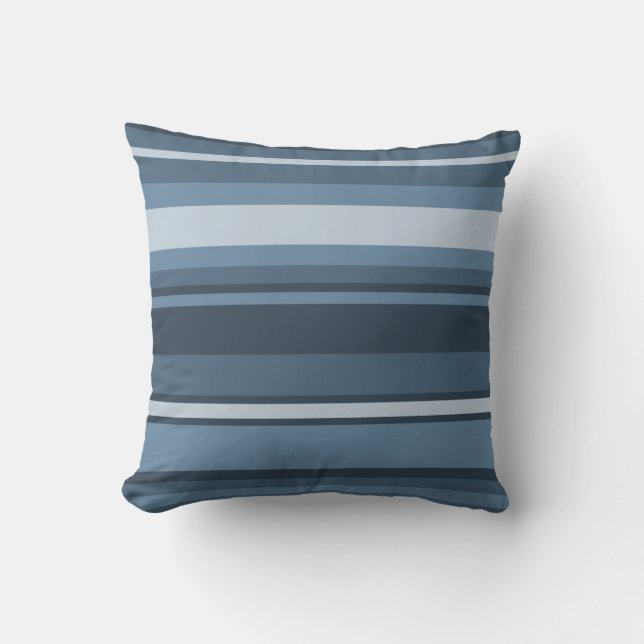 Grey-blue stripes throw pillow (Front)