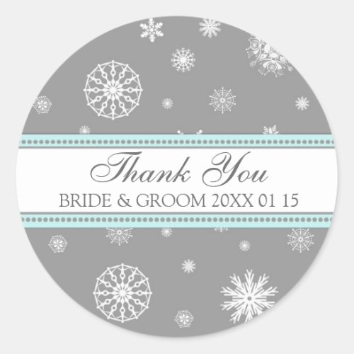 Grey Blue Thank You Winter Wedding Favor Tags