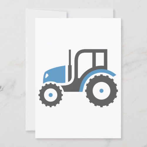 Grey Blue Tractor Invitation