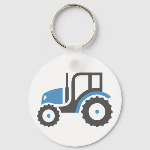 Grey Blue Tractor Keychain
