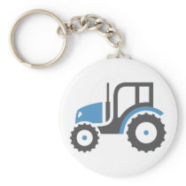 Grey Blue Tractor Keychain