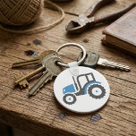 Grey Blue Tractor Keychain<br><div class="desc">A grey blue tractor like what you would find on a farm. This design looks really effective on this Keychain</div>