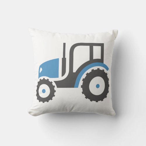 Grey Blue Tractor Throw Pillow