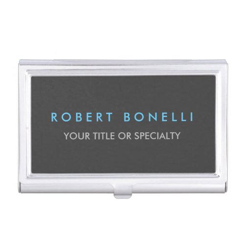 Grey Blue Trendy Business Card Case