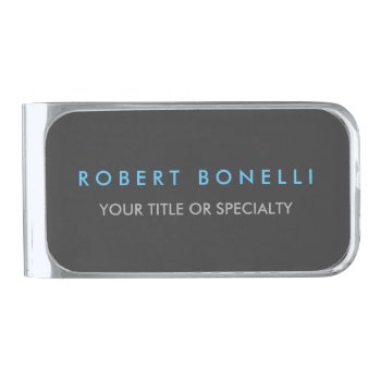 Grey Blue Trendy Silver Finish Money Clip by made_in_atlantis at Zazzle